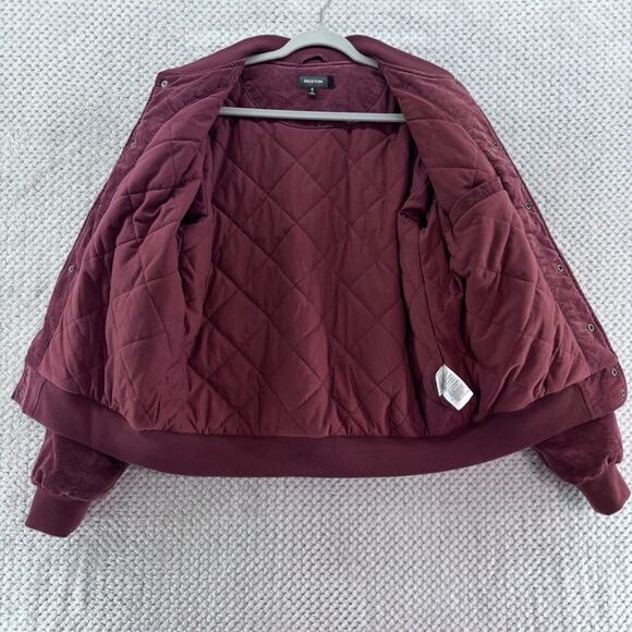 Brixton Coat Mens S Burgundy Dillinger Bomber Jacket Snap Button Front Military - Picture 5 of 13